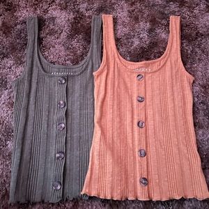 Mustard yellow and olive green tanks